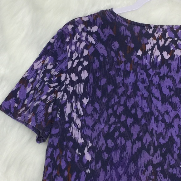 🌺 Basic Editions Purple V-neck Short Sleeve Large - Picture 7 of 13